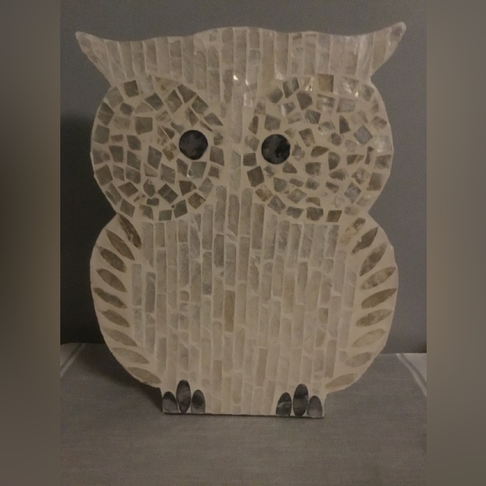 Mother of Pearl  Mosaic Owl Standing Decor